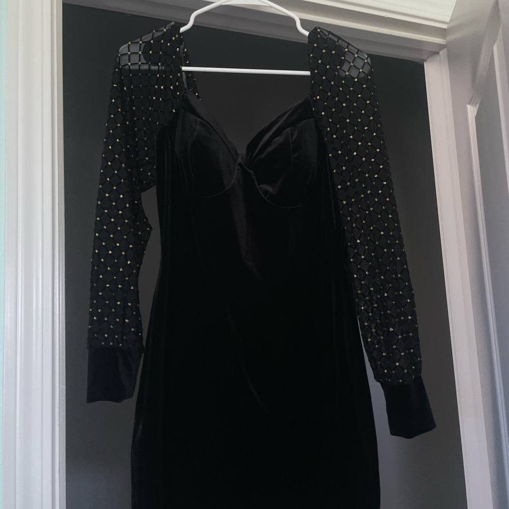 Black Dress with Gold Accents